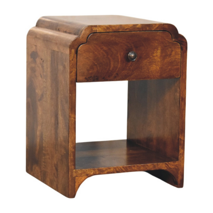 Artisan Furniture Solid Wood Newton Mini Chestnut Nightstand with a drawer and open shelf