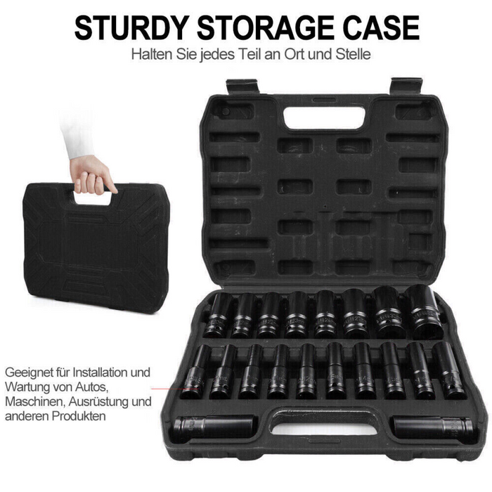 20PCS Deep Impact Socket Set 1/2 Inch Drive Metric 8 - 32mm Lifetime Warranty UK