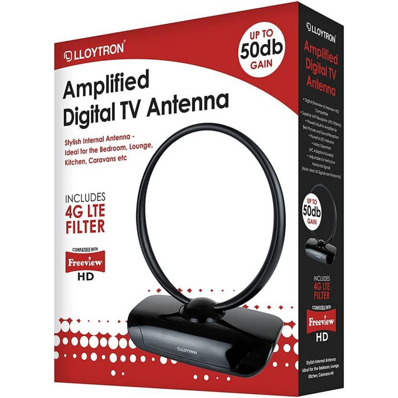 Lloytron Active Indoor Loop TV Antenna - 50dB