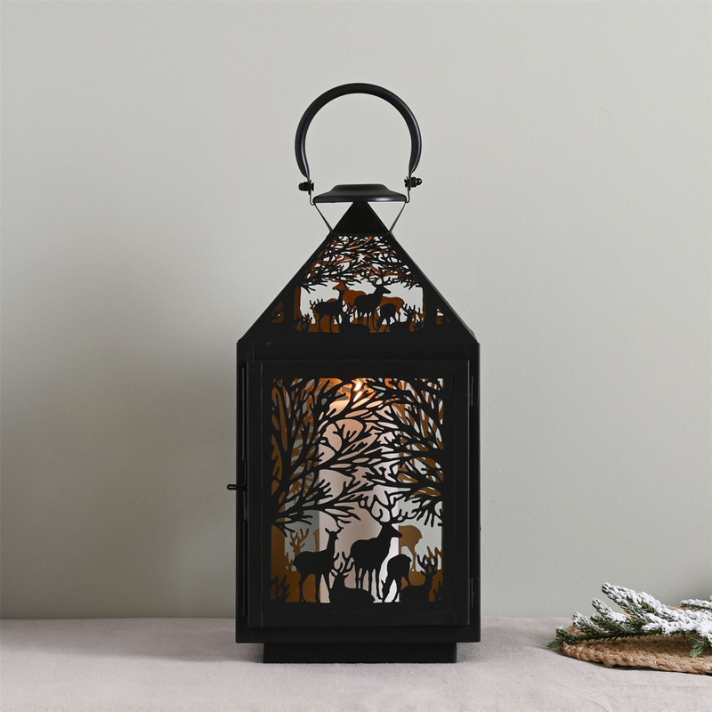 Stag Silhouette Lantern Square