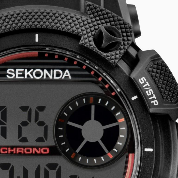 Sekonda Mens Digital Black Rubber Strap Watch 1676