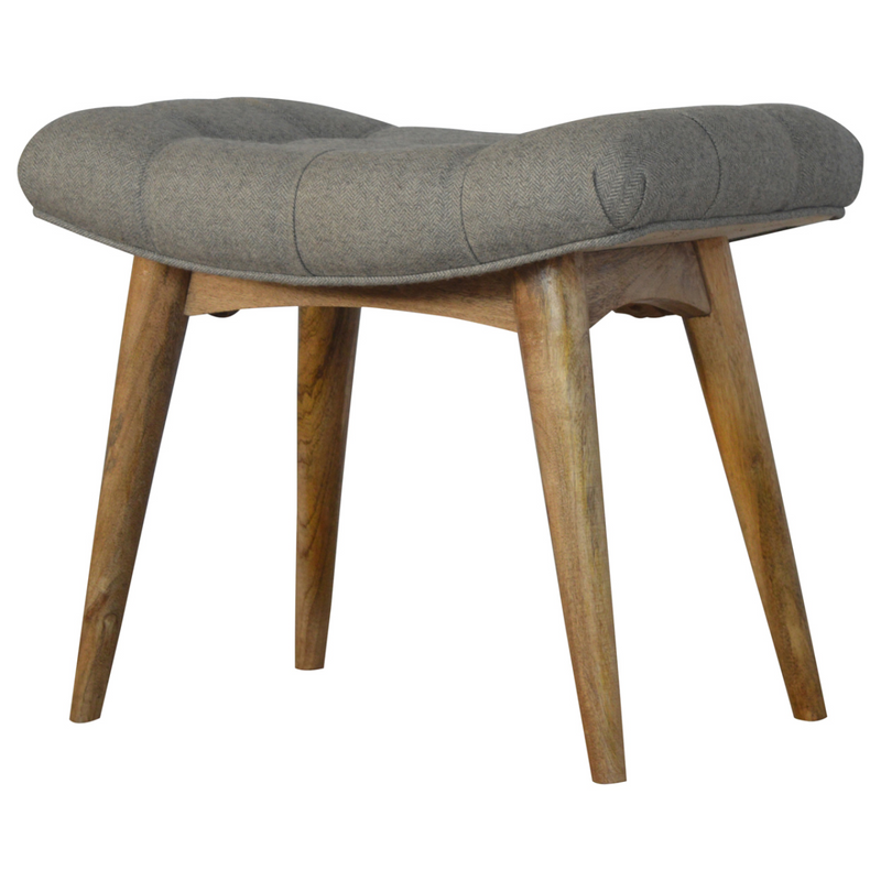 Artisan Furniture Solid Wood Curved Grey Tweed Bench