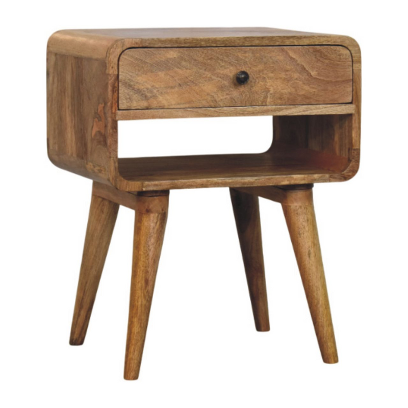 Artisan Furniture Solid Wood Avora Oak-ish Nightstand with Drawer and open slot