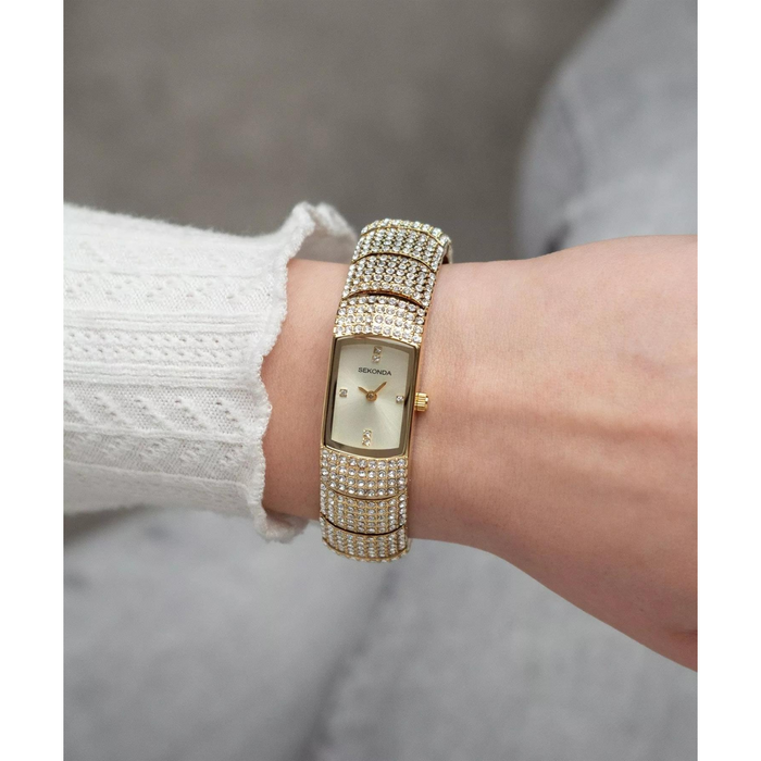 Sekonda Ladies Bling Gold Case & Alloy Bracelet with Champagne Dial Watch 40468