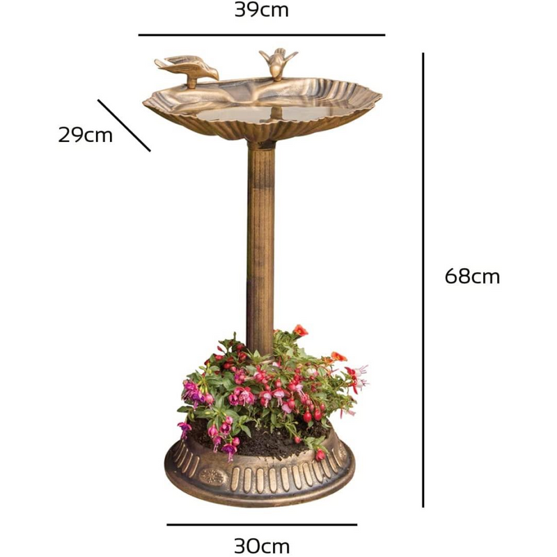 GardenKraft Clam Shell Bird Bath with Built-in Base Planter - 17390