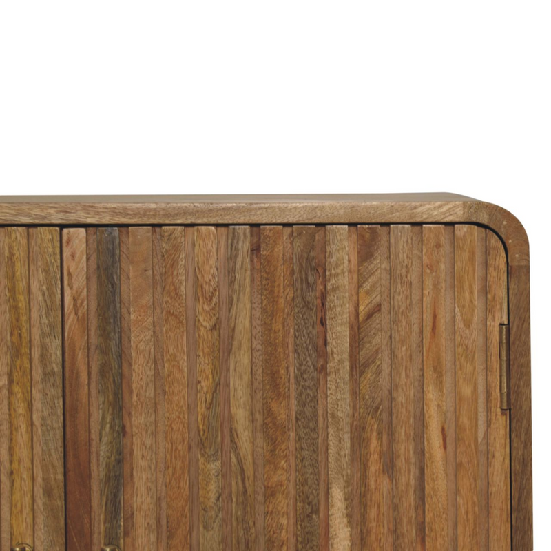 Artisan Furniture Solid Wood T-bar Ridged Cabinet, Light Brown, 2 Doors