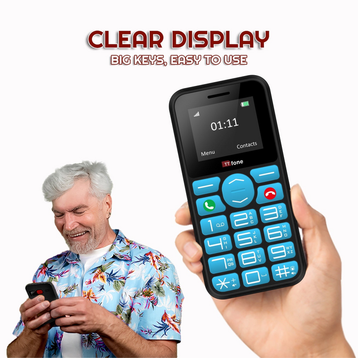 TTfone TT190 Big Button Basic Senior Unlocked Emergency Mobile Phone - Simple Cheapest Phone with Mains Charger and Giffgaff Sim Card