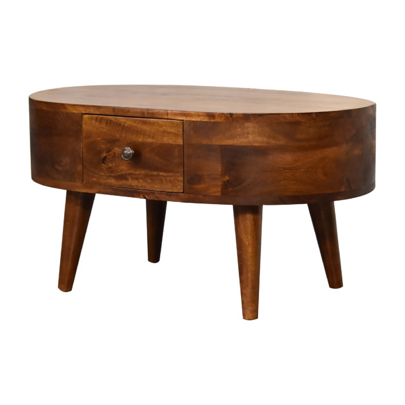 Artisan Furniture Solid Wood Mini Chestnut Rounded Coffee Table