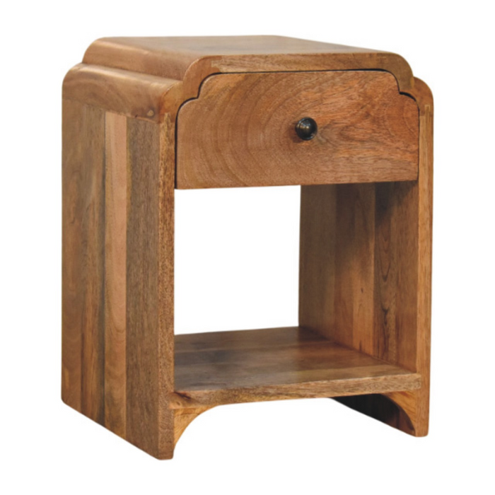 Artisan Furniture Solid Wood Newton Mini Oak-ish Nightstand with a drawer and open shelf