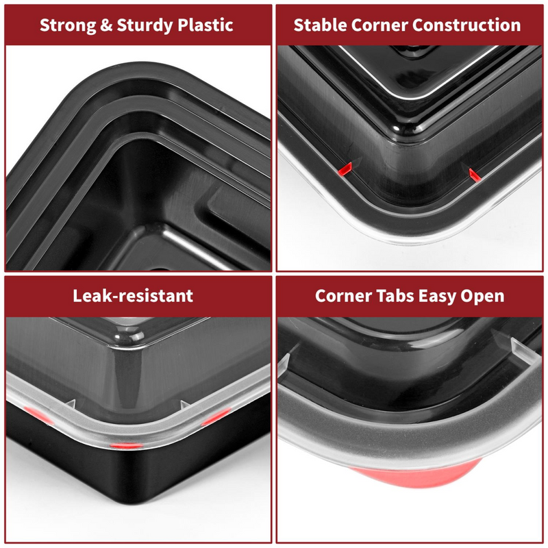 VINSANI 10pk 2 COMPARTMENTS MEAL PREP CONTAINERS 1010424 X 3