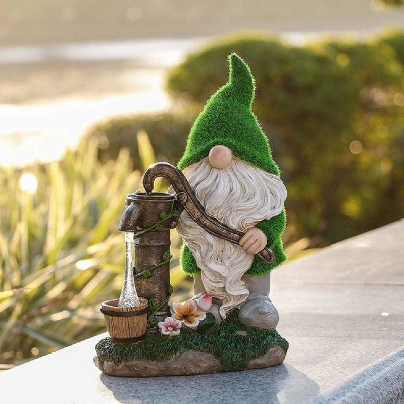 Outdoor Patio Yard Lawn Decoration Resin Statue Solar Lights Gnome Garden Ornaments Statues