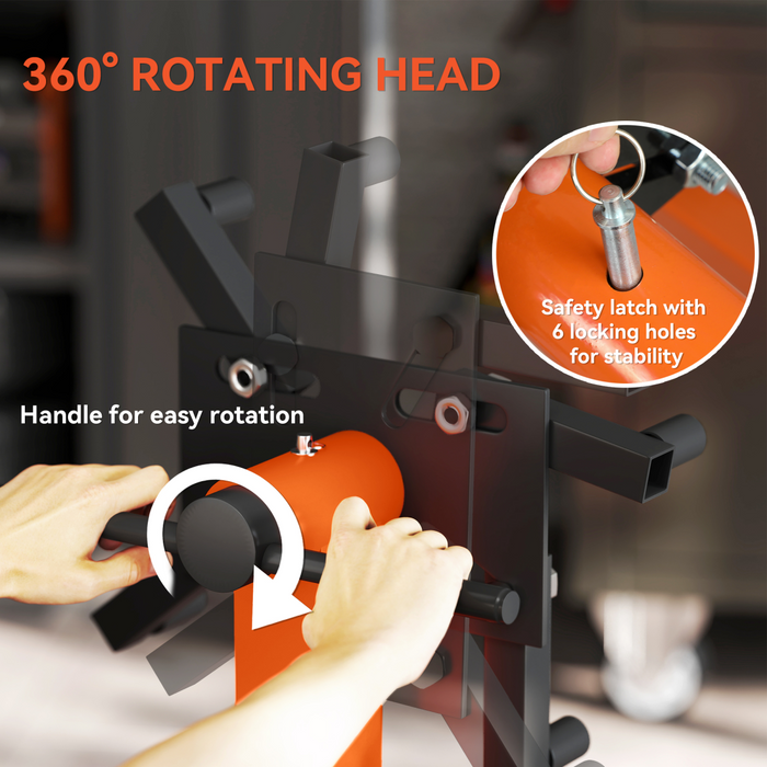 HOMCOM 570 kg Rotating Engine Stand with Adjustable Head, Orange