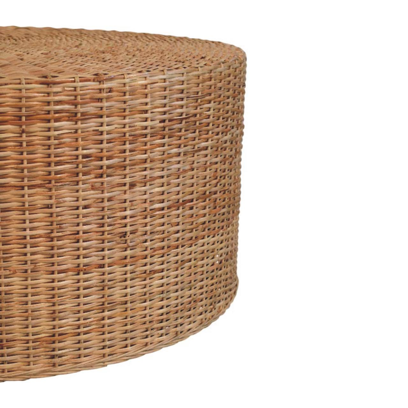 Artisan Furniture Solid Wood Regency Round Woven Coffee Table, Brown