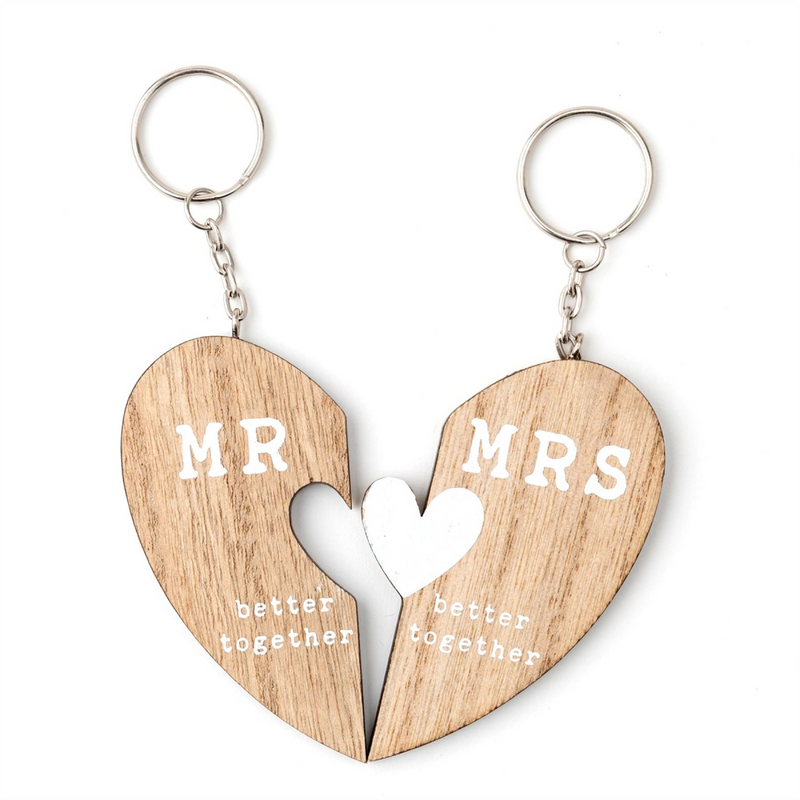 Love Story Pair of Keyrings in Box "Mr" & "Mrs"
