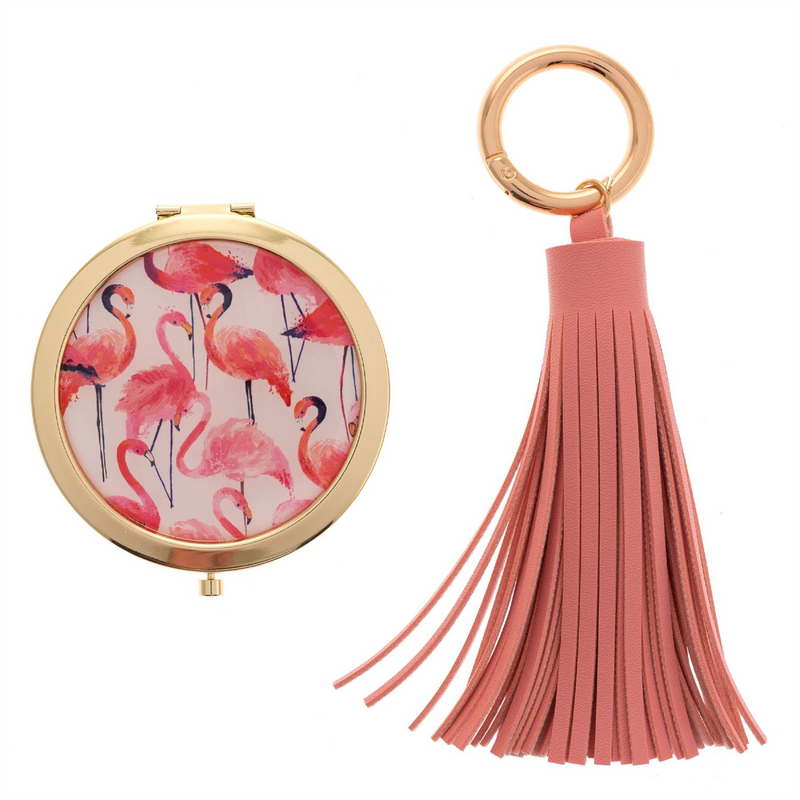 Frida Flamingo Compact Mirror & Keyring