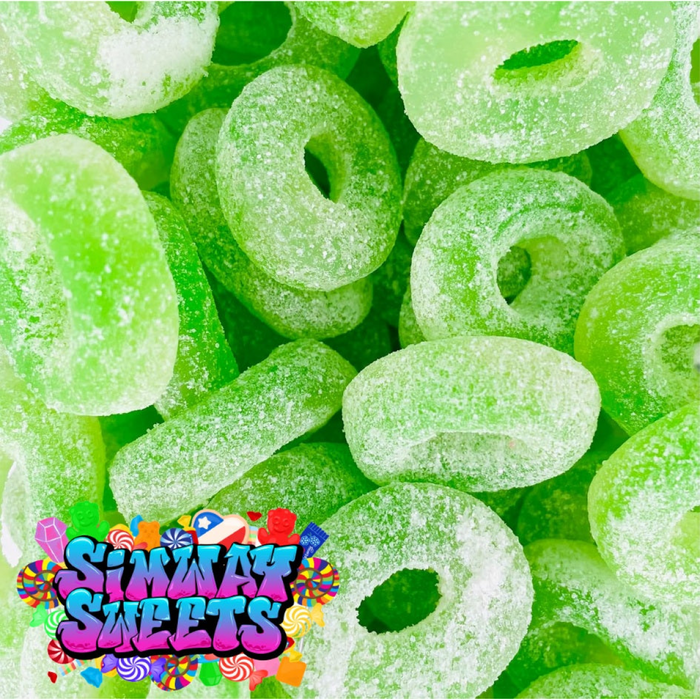 Sour Apple Rings Retro Fizzy Gummy Sweets Gift Jar - 620g