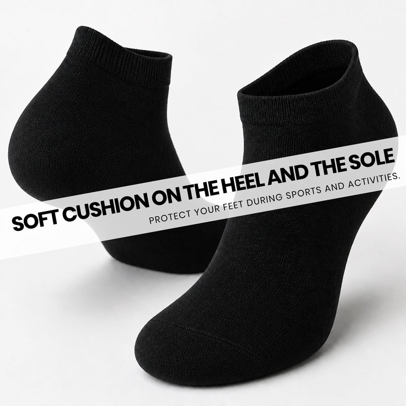 6 Pairs Mens Lightweight Breathable Cotton Blend Ankle Trainer Socks with Arch Support for Running Gym Everyday Wear in Black White Navy Grey Sizes UK 6-11 EUR 39-45 by Sock Stack