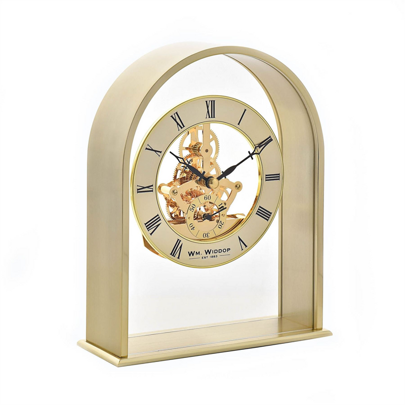 Wm.Widdop Gold Arch Mantel Clock Skeleton Dial Roman