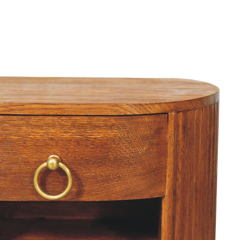 Artisan Furniture Solid Wood Oval Wall Nightstand, 1 Drawer & 1 Shelf, Brown