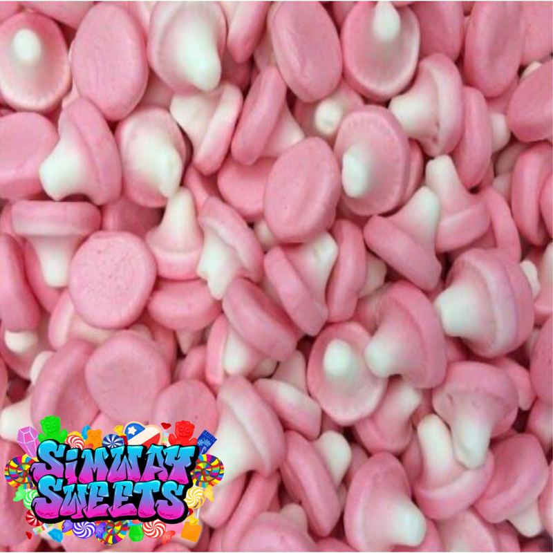 Pink & White Foam Mushrooms Retro Sweets Gift Jar - 510g