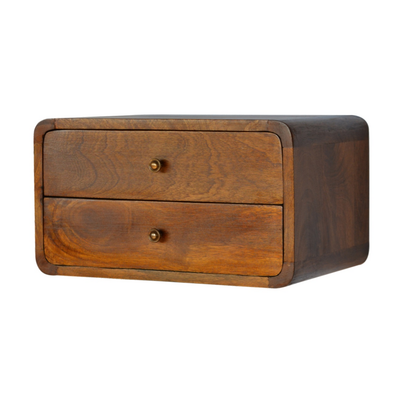 Artisan Furniture Solid Wood Floating Curved Chestnut Bedside