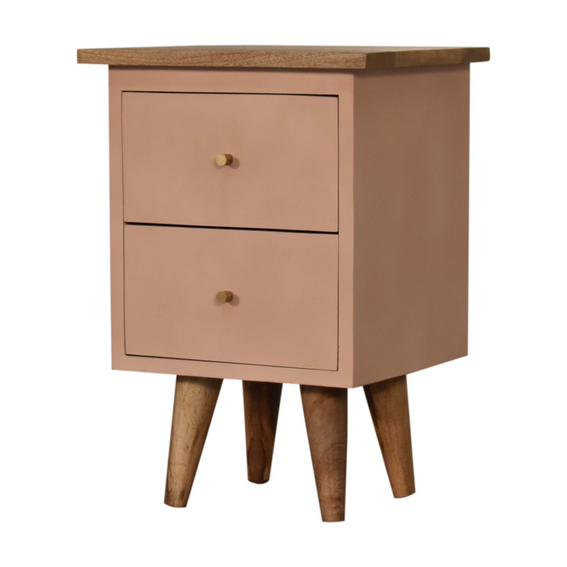 Artisan Furniture Solid Wood Blush Pink Hand Painted Bedside