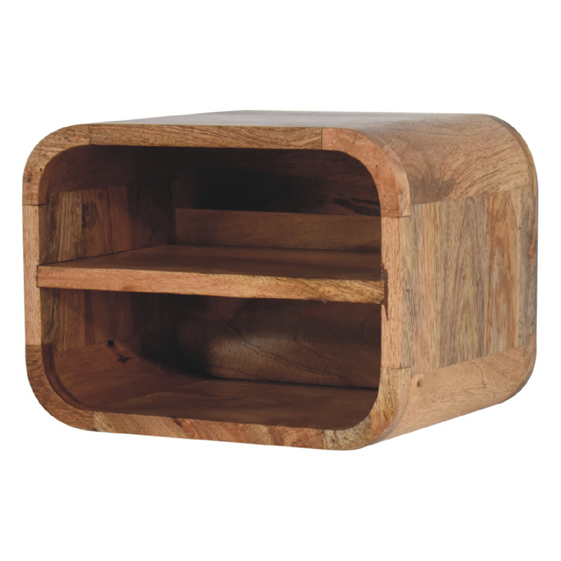 Artisan Furniture Solid Wood Oak-ish Floating Open Curve Bedside