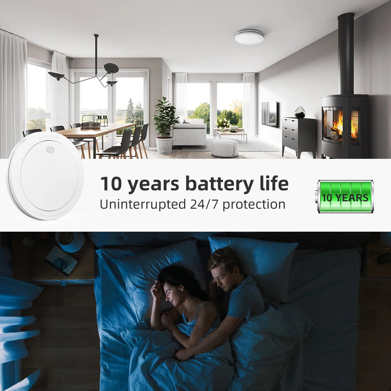 CPVAN Interconnect Smoke Detector Networked Wireless Fire Alarm Home Security protection EN14604 85dB 10Year Battery Smoke Alarm