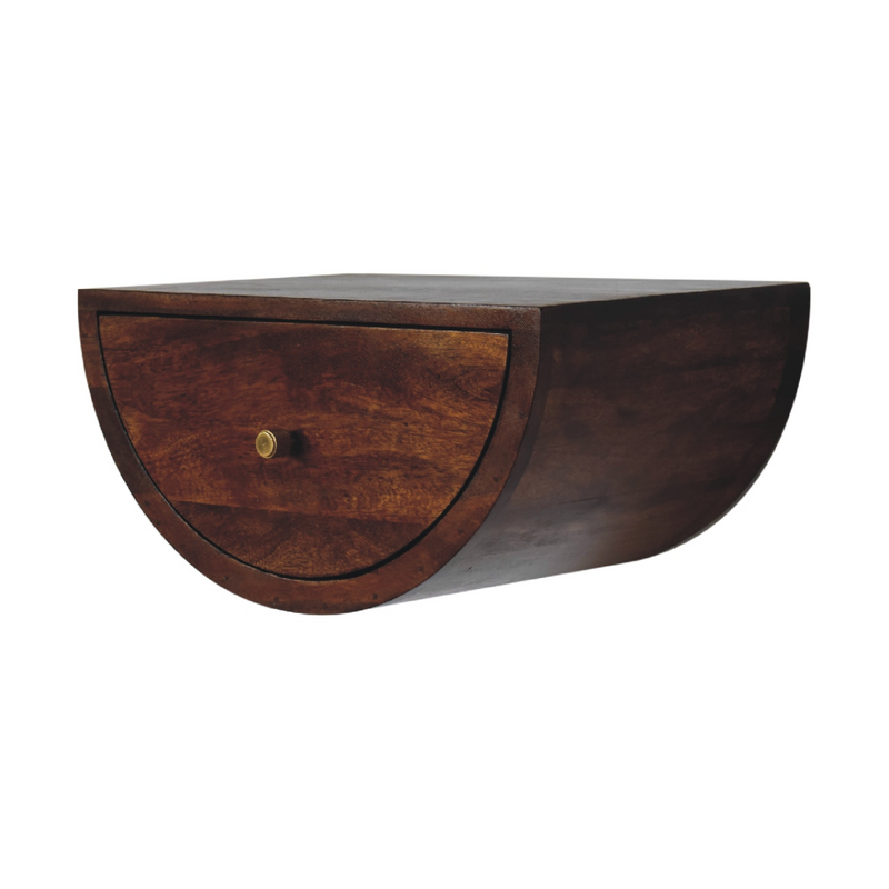 Artisan Furniture Solid Wood Chestnut Crescent Floating Bedside