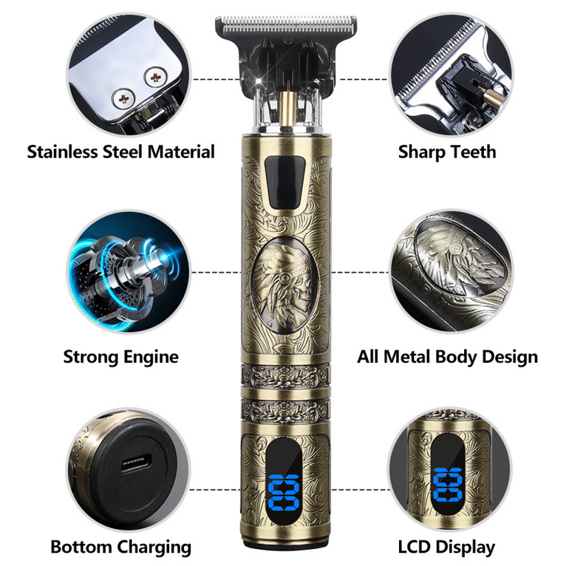 Small LCD Screen Display Professional Men Cordless Hair Clippers Beard Trimmer Cutting Machine Kit