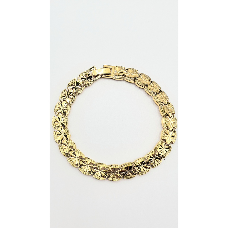 Elements Oval Wave Shiny Gold Link Bracelet