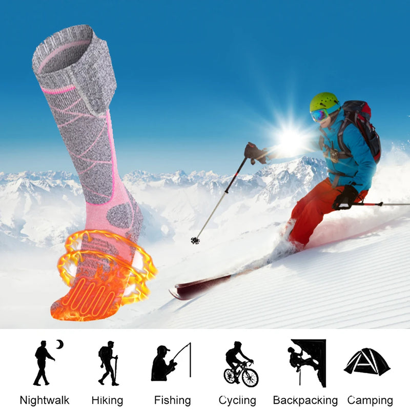 3.7V Electric Thermal Heated Socks 3 Modes Adjustable Rechargeable Foot Warm Socks Elastic Winter Sport Cycling Skiing Stocking