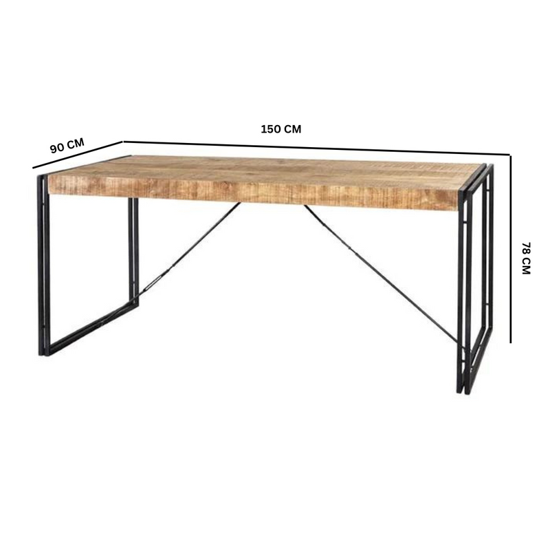 Cosmo Industrial Metal & Wood Dining Table - Medium