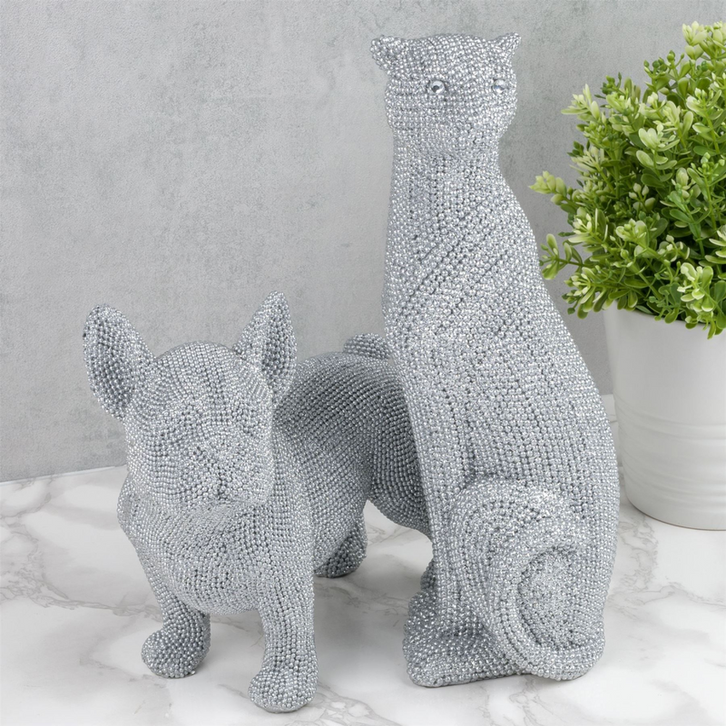 Diamante French Bulldog Standing Ornament 19 cm