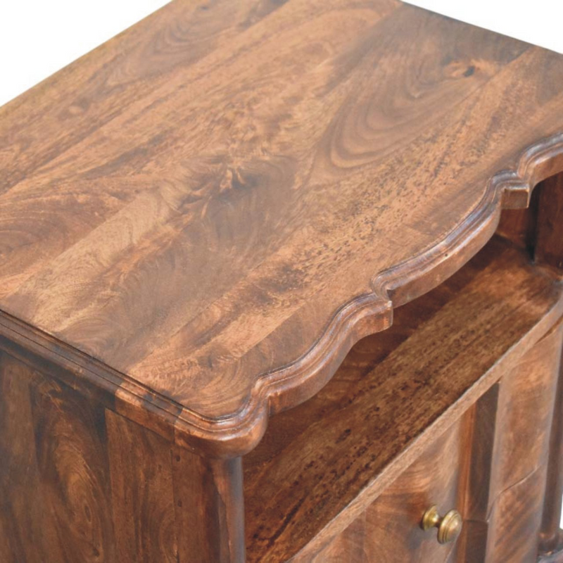 Artisan Furniture Solid Wood 2-Drawer Bedside with Open Shelf, Brown