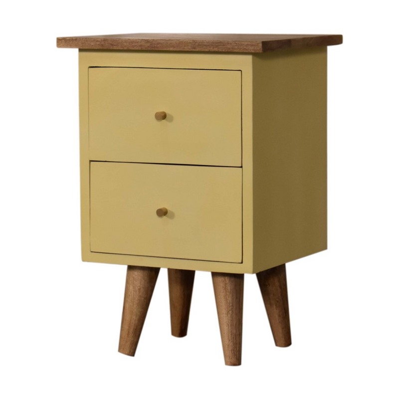 Artisan Furniture Solid Wood Yellow Hand Painted Bedside