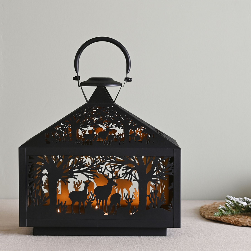 Stag Silhouette Lantern Rectangular