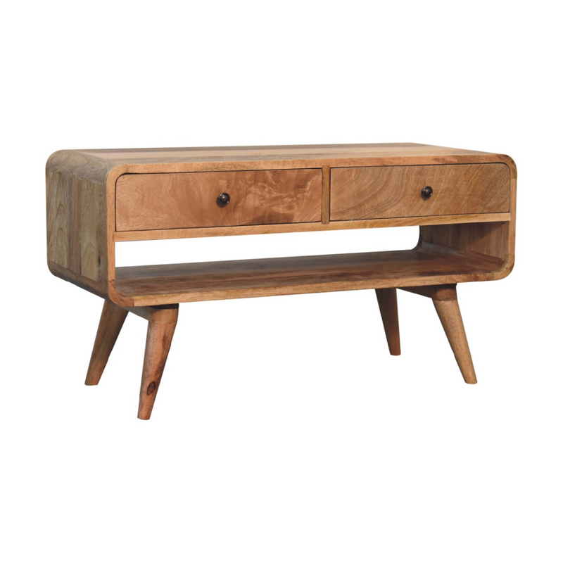Artisan Furniture Solid Wood Reverse Curve Oak-ish Media Unit