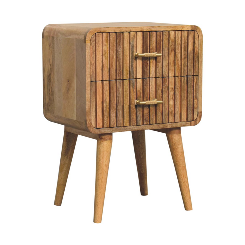 Artisan Furniture Solid Wood T-bar Ridged Bedside