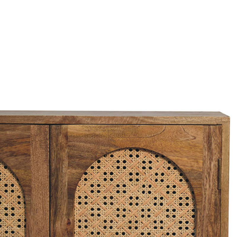 Artisan Furniture Solid Wood Rattan Ball Cabinet, Beige, 2 Doors