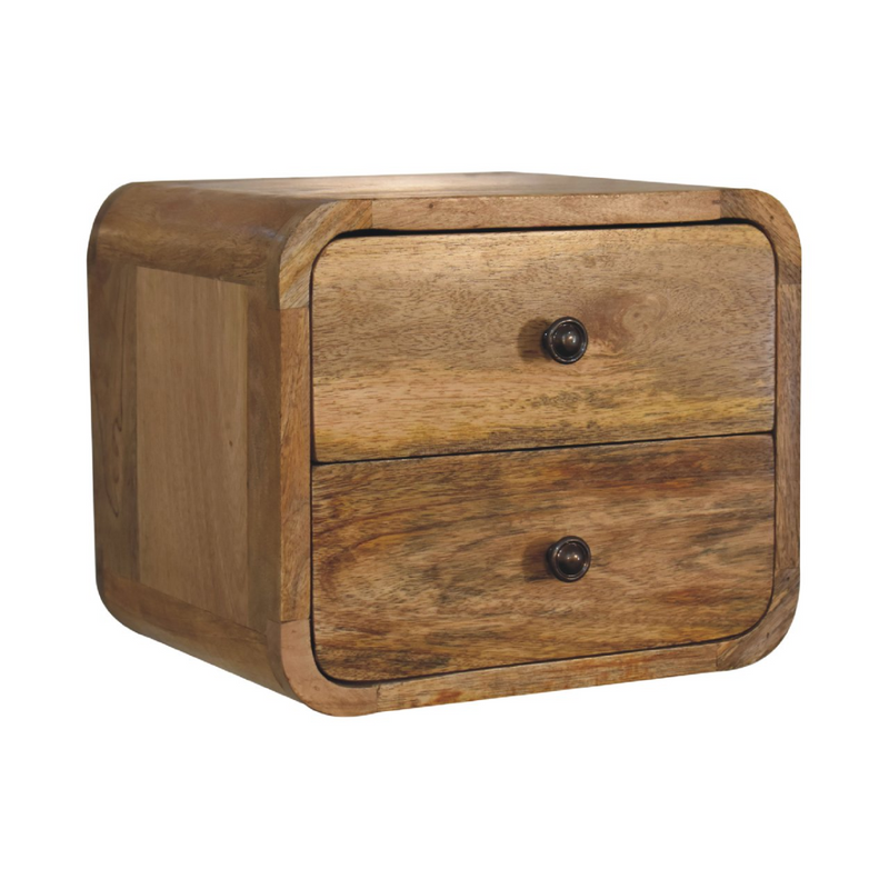 Artisan Furniture Solid Wood Mini Curve Oak-ish Floating Bedside
