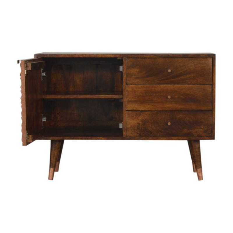 Artisan Furniture Solid Wood Manila Copper Sideboard, Brown, 3 Drawers and 1 Door
