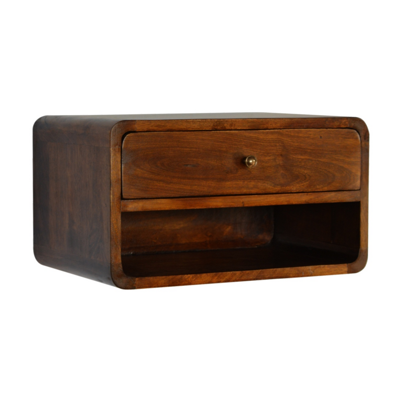 Artisan Furniture Solid Wood Chestnut Curve Floating Bedside