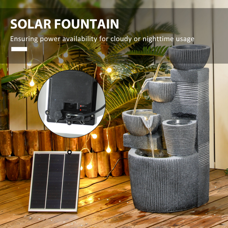 Outsunny Outdoor Water Fountain, Waterfall Fountain with LED Lights