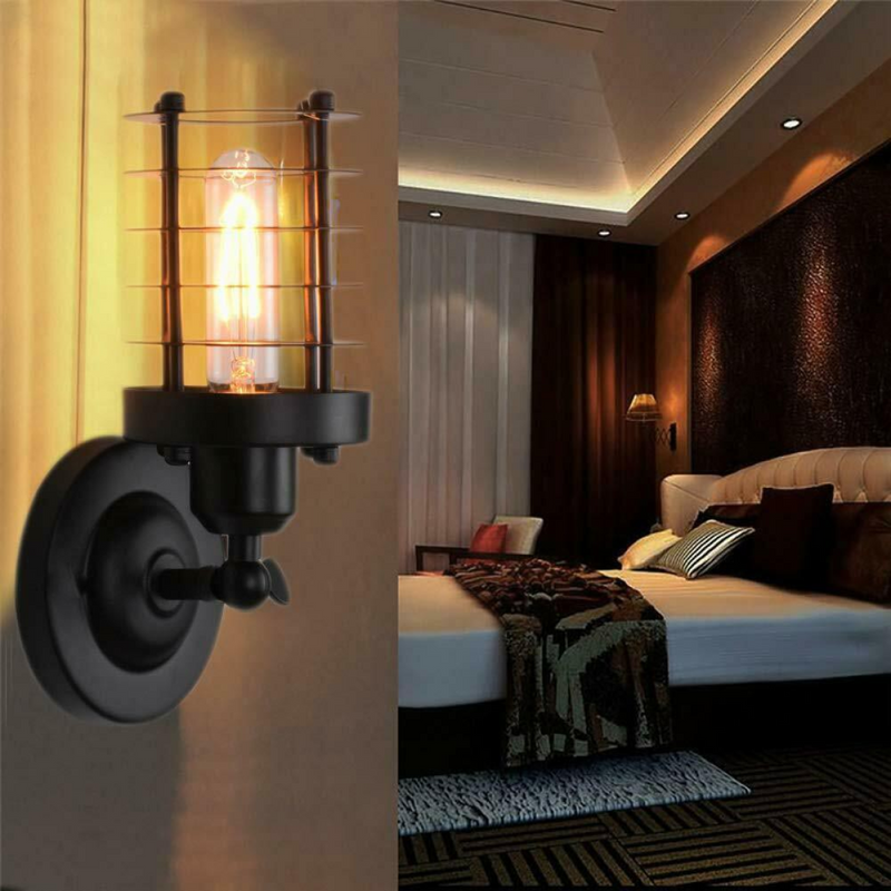 Modern Metal Cage Adjustable Wall Sconce Loft Lamp Shade~2339