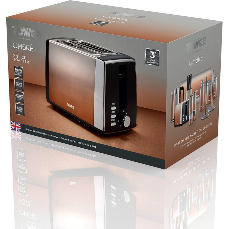 Tower Infinity Ombre 900W 2 Slice Toaster Copper