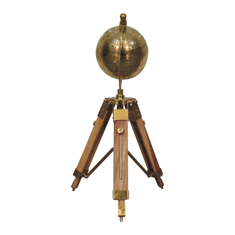 Artisan Furniture Home Decor Accessories - Brass Antique Tripod Globe