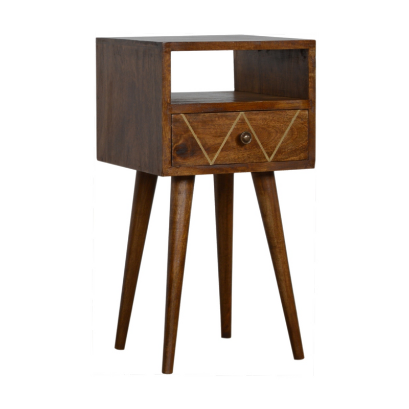 Artisan Furniture Solid Wood Mini Geo Brass Bedside
