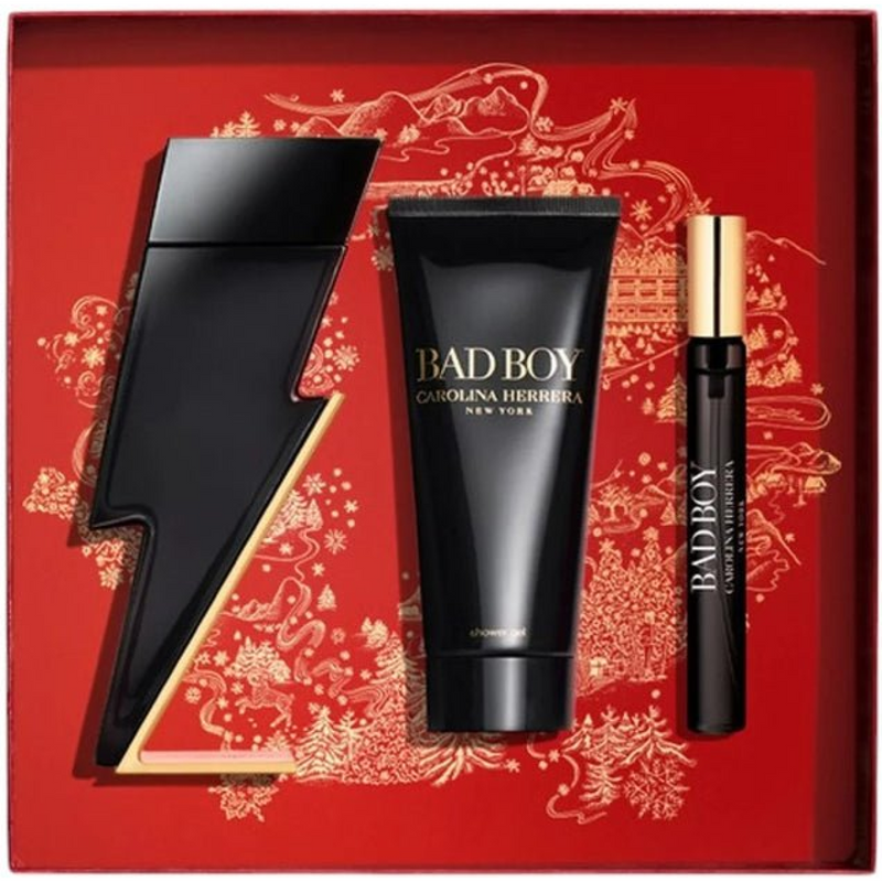 Carolina Herrera Bad Boy Gift Set (Eau De Toilette Spray 100ml  Shower Gel 100ml  Eau De Toilette Spray 10ml)