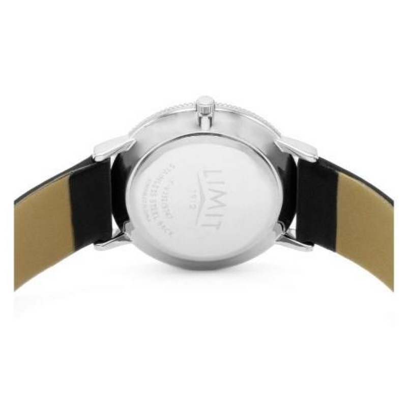 Limit Mens Basic Dated Silver Tone Case Black Dial Black Leather Strap Watch 5747